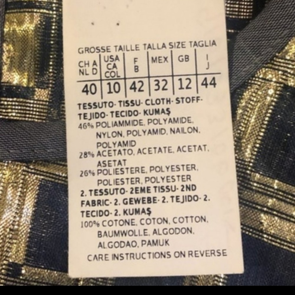 MaxMara Plaid Sleeveless Top - Size 10 - Plaid, Gold, blue - Picture 6 of 8
